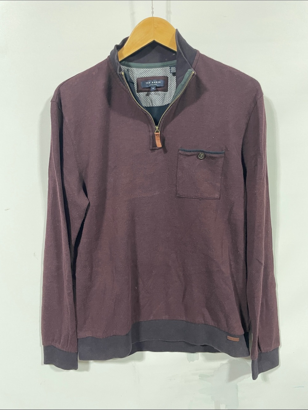 Ted Baker Men's Zip-Neck Sweater in Burgundy